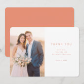 Romantic Peach Minimalist Photo サンキューカード (正面/裏面)