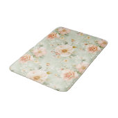 Romantic Peach Mint Pretty Roses Floral バスマット (アングル)