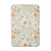 Romantic Peach Mint Pretty Roses Floral バスマット (正面縦)