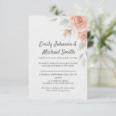 Romantic Peach Watercolor Roses Wedding Invitation 招待状 (スタンド正面)
