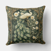 Romantic Peacock and Daisy Art Nouveau クッション (裏面)