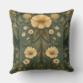 Romantic Peacock Feathers and Daisy Art Nouveau クッション (裏面)