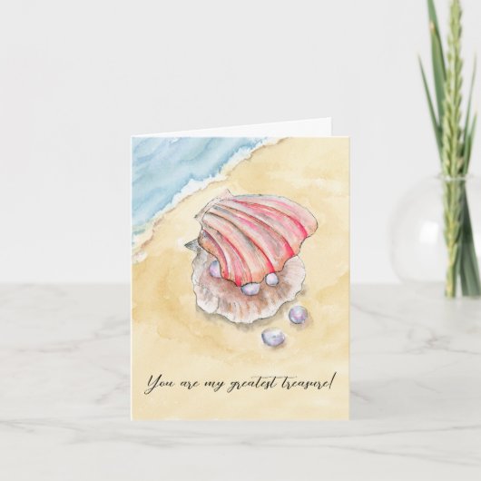 Romantic Pearls in Clam Valentines Day カード (正面)