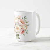 Romantic Peony Bouquet with Diamond Ring コーヒーマグカップ (正面右)