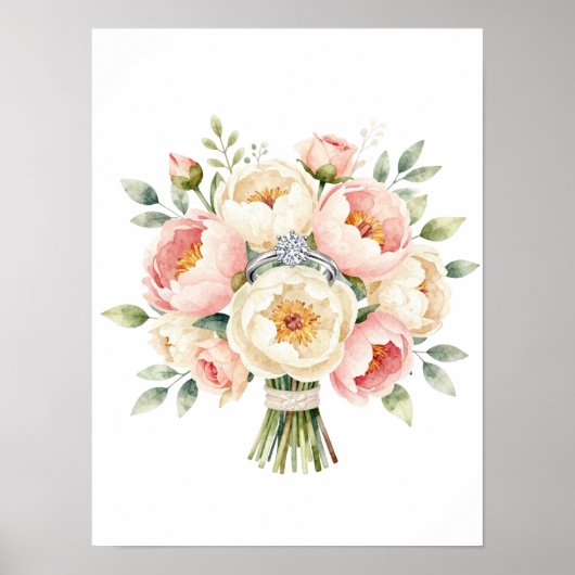Romantic Peony Bouquet with Diamond Ring ポスター (正面)