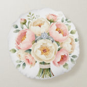 Romantic Peony Bouquet with Diamond Ring ラウンドクッション (裏面)