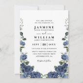 Romantic Peony Garden Elegant QR Code Wedding 招待状 (正面)