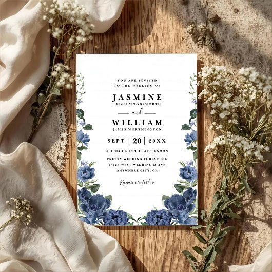 Romantic Peony Garden Elegant QR Code Wedding 招待状