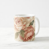 Romantic Peony & Rose Vintage Garden コーヒーマグカップ (正面右)