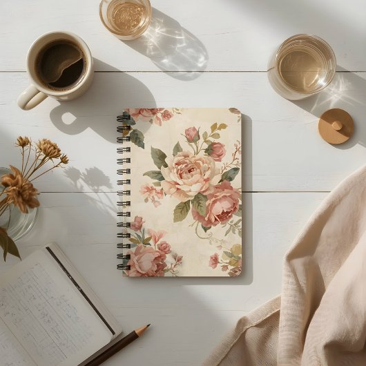 Romantic Peony & Rose Vintage Garden ノートブック