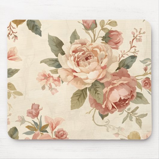 Romantic Peony & Rose Vintage Garden  マウスパッド (正面)