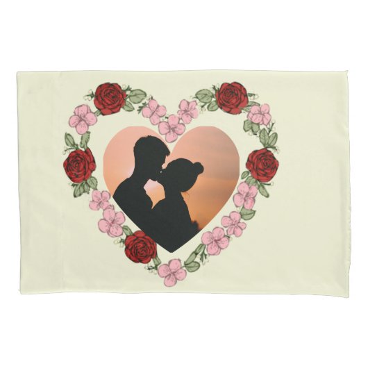 Romantic Personalised Pillowcase -  Photo & Text  枕カバー (正面左)