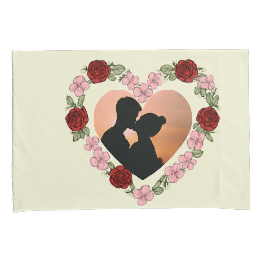 Romantic Personalised Pillowcase -  Photo & Text  枕カバー (正面右)