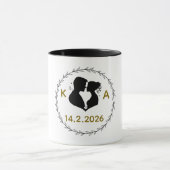 Romantic Personalized Couple Mug with Initials & W マグカップ (中央)