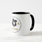Romantic Personalized Couple Mug with Initials & W マグカップ (正面右)