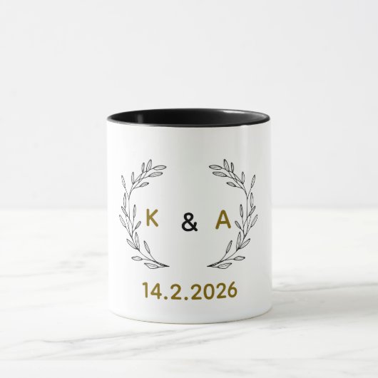 Romantic Personalized Couple Mug with Tree Branch, マグカップ (中央)