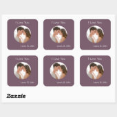 Romantic Personalized Couple Photo & Names Sticker スクエアシール (シート)