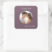 Romantic Personalized Couple Photo & Names Sticker スクエアシール (バッグ)