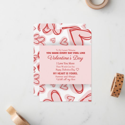 Romantic Personalized Valentine's Day Card  ノートカード (正面/裏面インサイチュ)