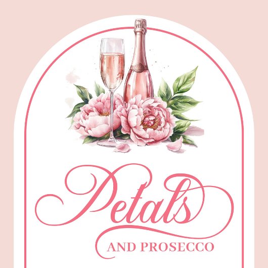 Romantic petals and prosecco invite editable  招待状