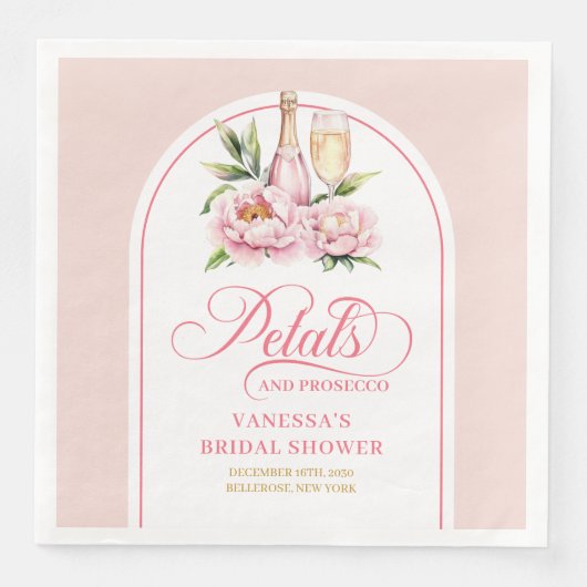 Romantic Petals and Prosecco Shower Napkins Set (正面)