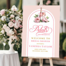 Romantic petals and prosecco sign custom