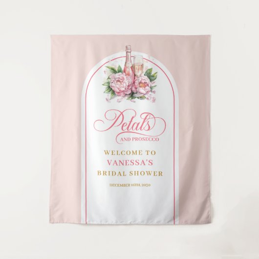 Romantic petals and prosecco wall tapestry décor タペストリー (正面)