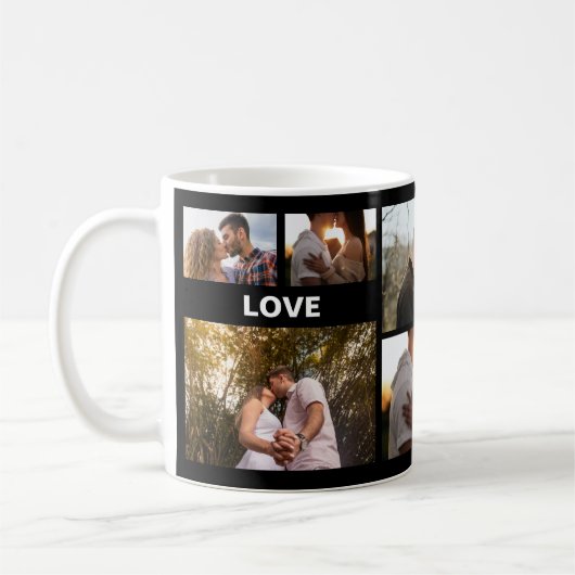 Romantic Photo Collage Gift for Couples コーヒーマグカップ (左)