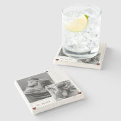 Romantic Photo Collage, Rustic "Be Mine" keepsake ストーンコースター (横)