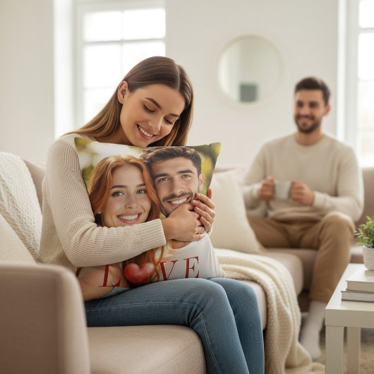 Romantic Photo Love Heart Valentine Couple Throw  クッション