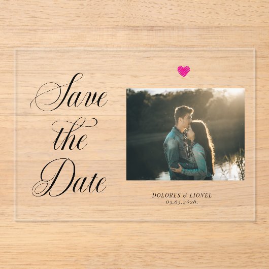 Romantic Photo Save the Date アクリル招待状 (正面)