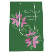 Romantic Pink And Green Wildflowers Watercolor Art ミディアムペーパーバッグ (裏面)