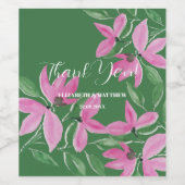 Romantic Pink And Green Wildflowers Watercolor Art ワインラベル (シングルラベル)