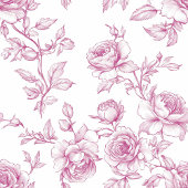 Romantic Pink and White Rose Pattern Wedding 招待状