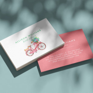 Romantic Pink bicycle Floristry, Flower Shop 名刺