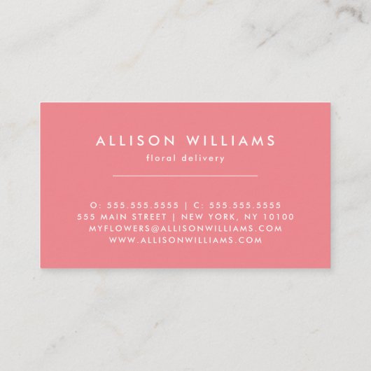 Romantic Pink bicycle Floristry, Flower Shop 名刺 (裏面)