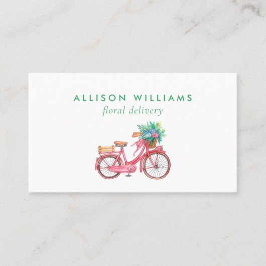 Romantic Pink bicycle Floristry, Flower Shop   名刺 (正面)