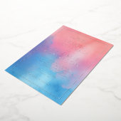 Romantic Pink Blue Ombre 箔招待状 (回転した状態)
