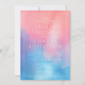 Romantic Pink Blue Watercolor 招待状 (正面)