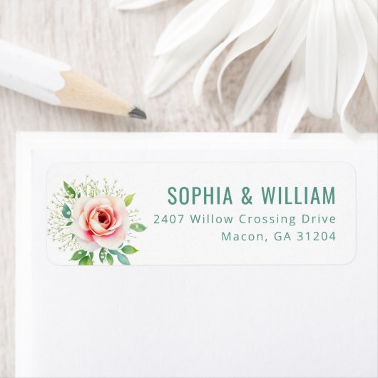 Romantic Pink Botanical Floral ラベル (インサイチュ)