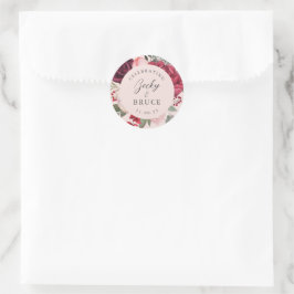 Romantic Pink Bridal Bouquet Bride & Groom ラウンドシール