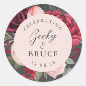 Romantic Pink Bridal Bouquet Personalized ラウンドシール (正面)