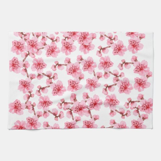 Romantic pink Cherry blosson キッチンタオル (横)