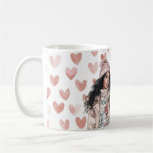 Romantic Pink Christmas Hearts Black Girl コーヒーマグカップ (左)