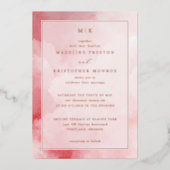 Romantic Pink Cloud Watercolor 箔招待状 (正面)