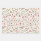 Romantic Pink Cream Floral ラッピングペーパーシート (正面3)