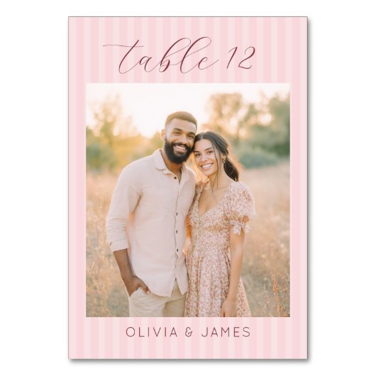 Romantic Pink Elegant Photo テーブルナンバー (正面)