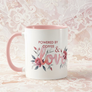 Romantic Pink Floral Botanical Love Coffee マグカップ