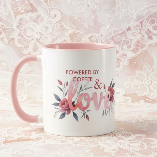 Romantic Pink Floral Botanical Love Coffee マグカップ