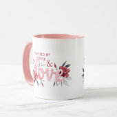 Romantic Pink Floral Botanical Love Coffee マグカップ (正面左)